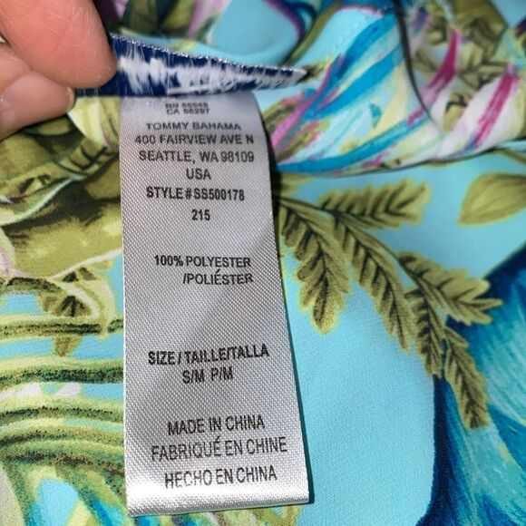 Tommy Bahama Sun Kissed Tropical Scarf Dress In Swimming Pool Blue Small Medium - Picture 7 of 13